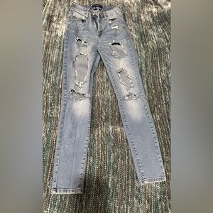 Aeropostale Light Blue Distressed Skinny Jeans